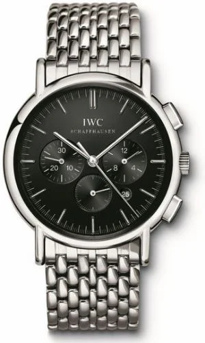 IWC Portofino Chronograph MecaQuartz Stainless Steel / Black / Bracelet IW3724-06 (IW372406)